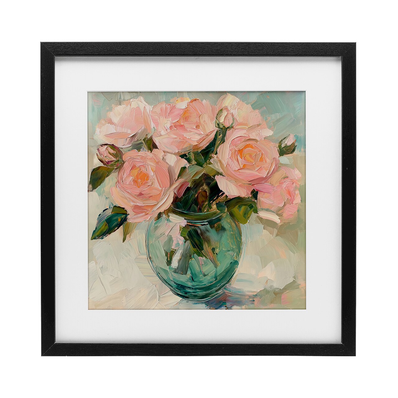 Stupell Industries Pink Roses in Green Vase Framed Print Under Glass, design by Gina Kelly